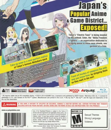 Akiba's Trip - Undead & Undressed (USA) box cover back